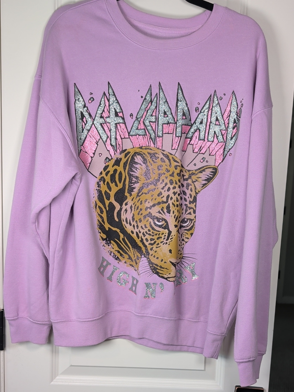 Lavender Graphic Sweatshirt with Leopard Front - Picture 2 of 5